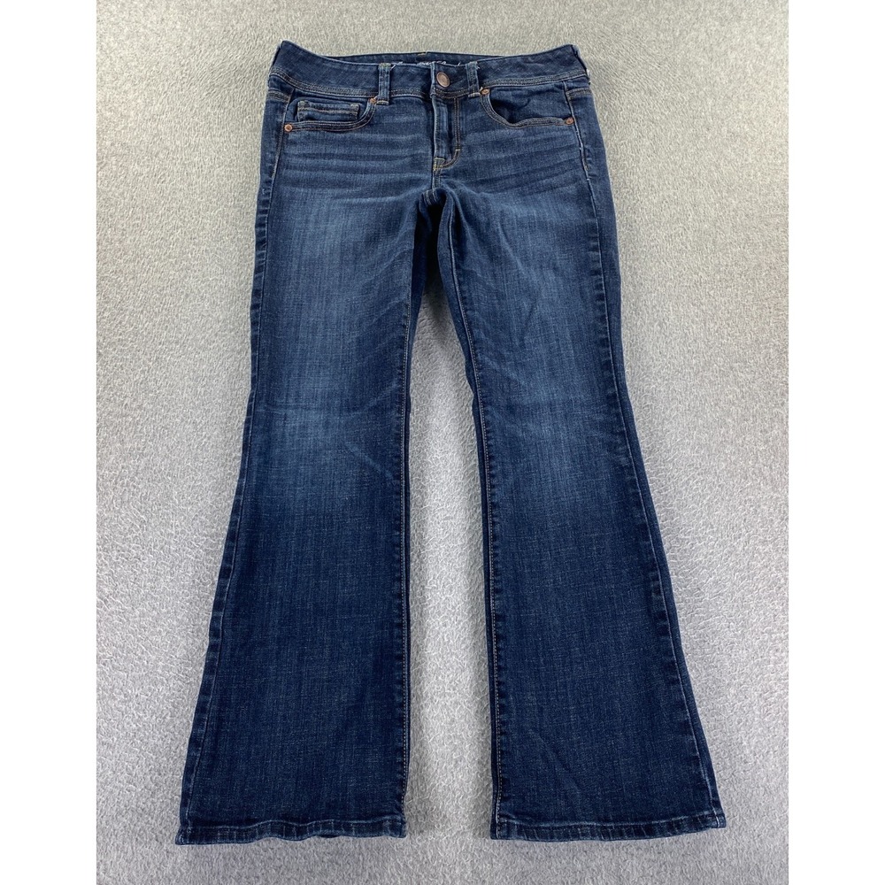 American‎ Eagle Original Bootcut Jeans Womens 8 Short Dark Wash Stretch Whisker